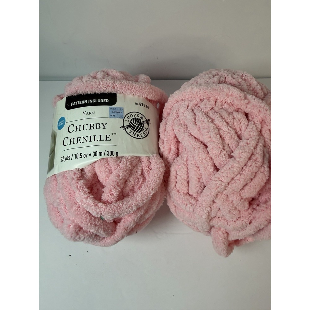 Loops & Threads Yarn Chubby Chenille Pink Lot Of 2 - 10.5 Oz 32 Yds